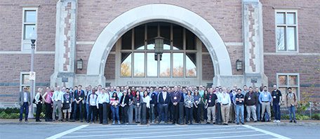Cloud Forum 2022 Group Photo in front of the Knight Center on the campus of Washington University in St. Louis