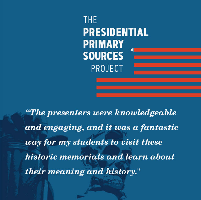 Presidential primary sources project quote card.