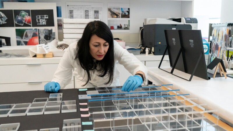 Getty Conservation Institute Scientist Anna Lagana working in the GCI Labs in Los Angeles, CA