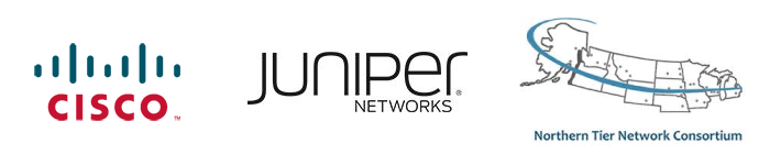 Cisco, Juniper, and Northern Tier Network Consortium logos.