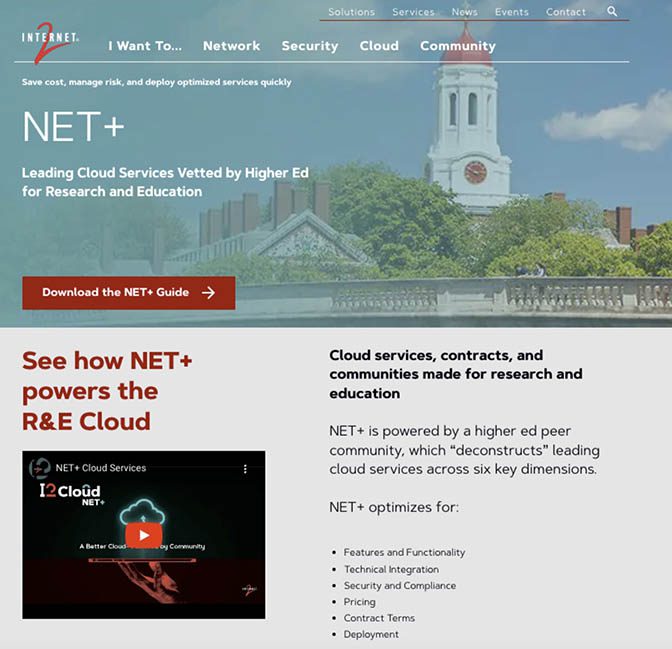 Image of the new NET+ landing page