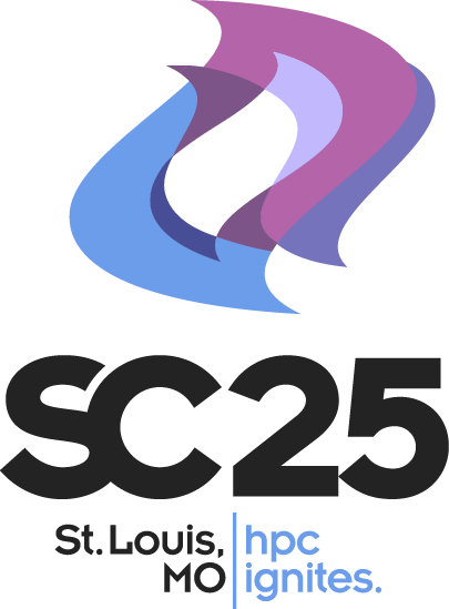 SC25 logo. St. Louis, MO. hpc ignites.