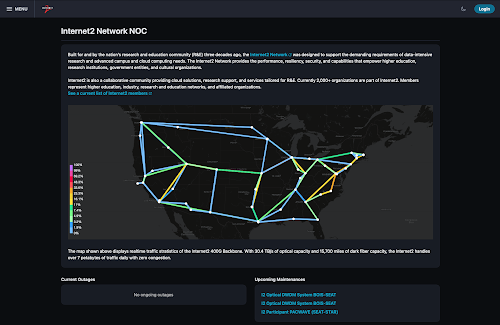 Internet2 network noc map connections